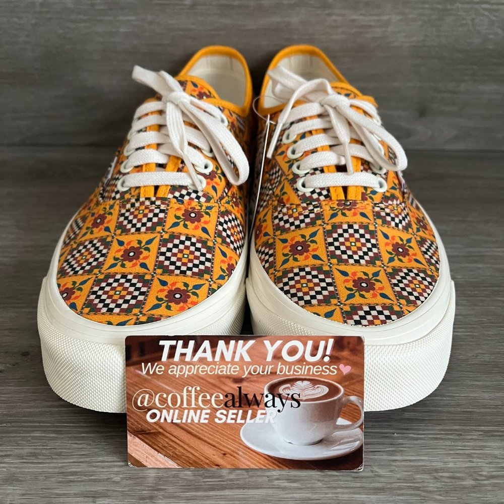 Vans Authentic 44 Dx Anaheim Factory Tile Check Yellow Size 10.5 Men's NWOB - Picture 2 of 8